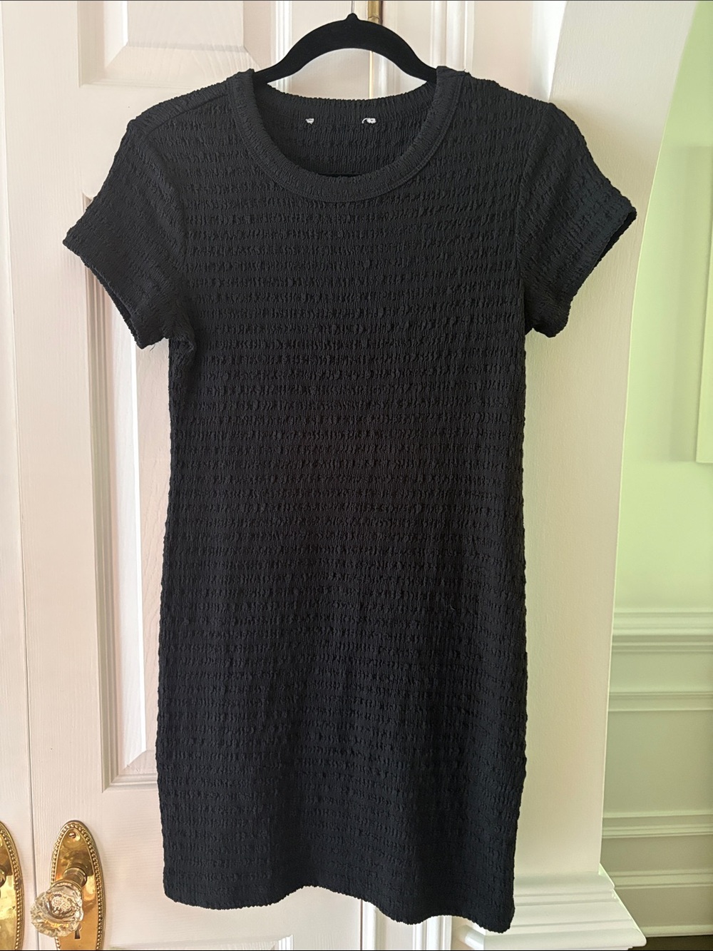 Nordstrom Elodie black short sleeve mini dress  smocked Medium